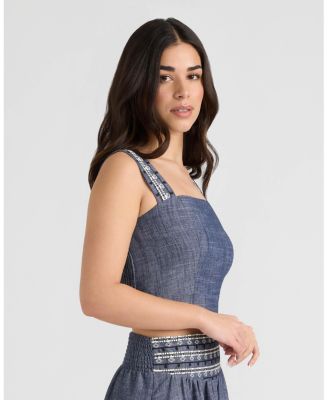 Women's Sleeveless Embroidered Cropped Top