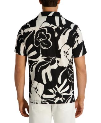 Men's Seersucker Floral Camp Collar Textured Shirt