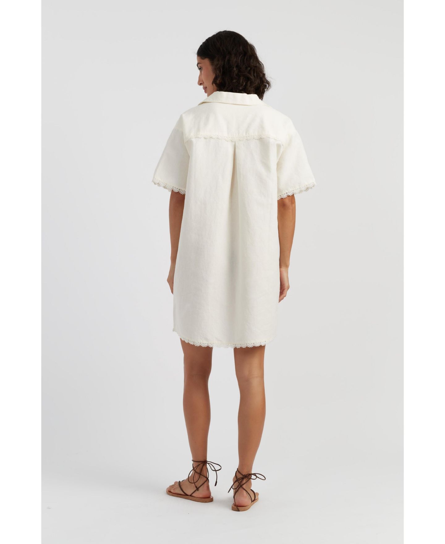 Женское платье Chinti & Parker Linen-Blend Scallop Tunic, цвет: Кремовый — фото 3