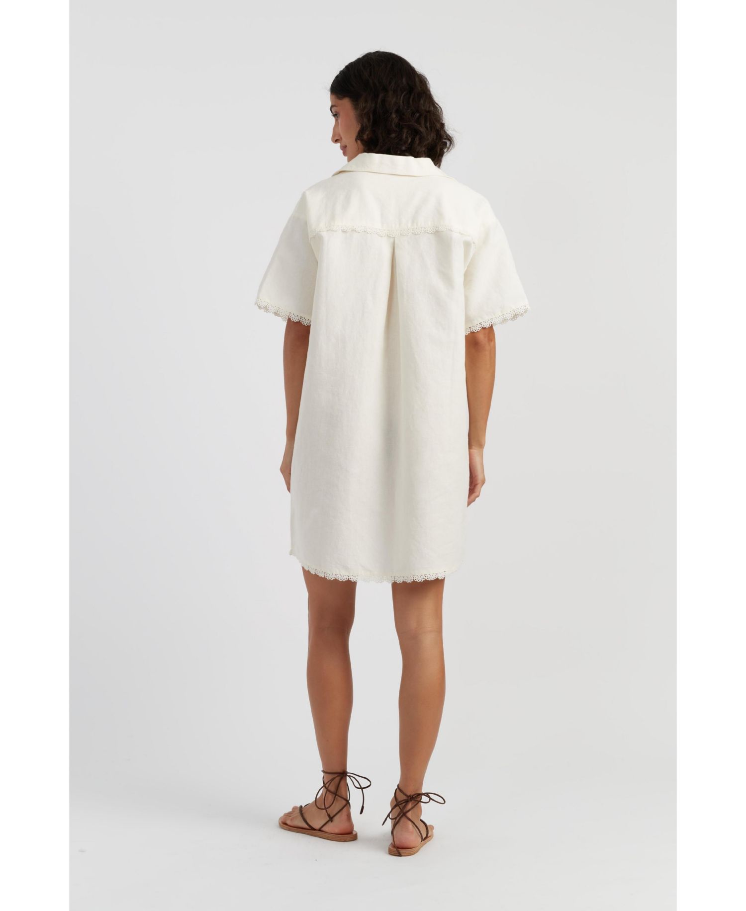 Women's Chinti and Parker Linen-Blend Scallop Tunic Dress