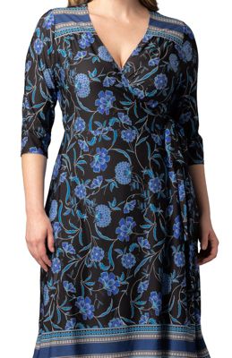 Women's Plus Size Beguiling Border Print Wrap Dress