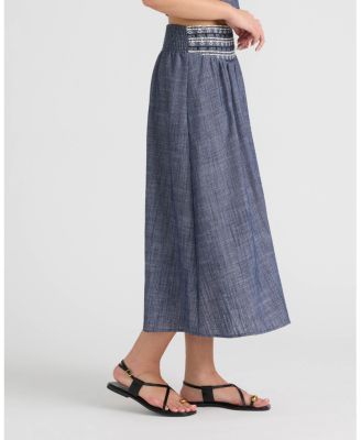 Women's Embroidered Yoke Midi Skirt