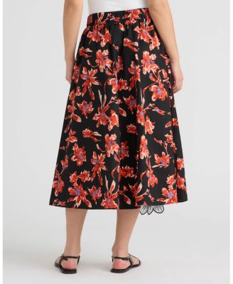 Women's Floral Applique Midi Skirt