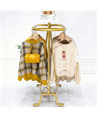 Commercial Standing Iron Clothes Hanger with Shelf