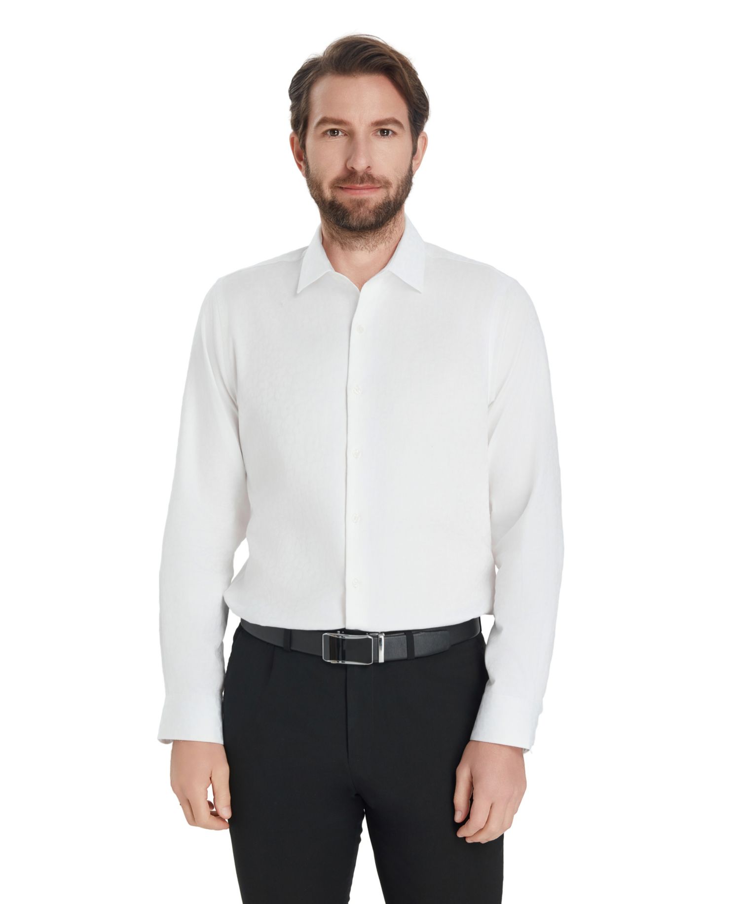 Men's Slim-Fit Leopard Print Dress Shirt