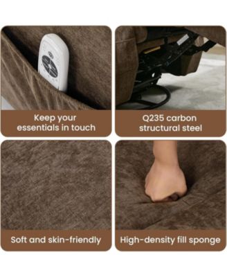 360&deg; Swivel Rocking Recliner Chair, Manual Fabric Nursery Recliner Glider with with Massage and Heating, Extented Footrest