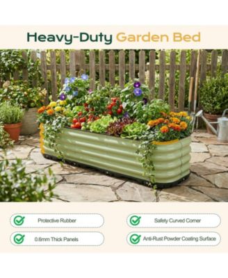 Galvanized Raised Garden Bed, Self-Watering Planter Box with Drainage Plug and Water Reservoir