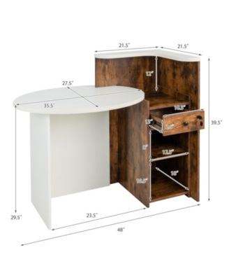 Front Reception Desk with Open Shelf and Drawer