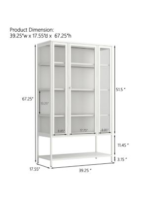 Iron Display Cabinet with Glass Door and LED Lights