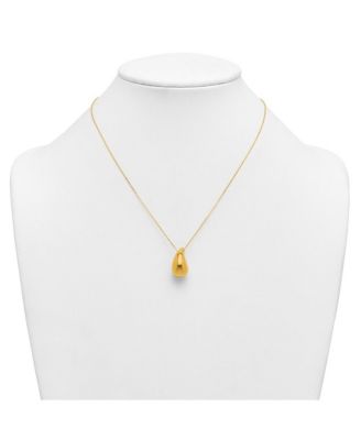 Solid 18k Italian 18" Abstract Polished Puffed Teardrop Necklace