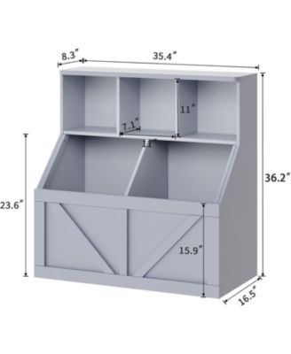 Kids Bookshelf and Toy Storage – Wooden Toy Organizer with Storage Cabinet and Shelf, Toddler Bookcase for Playroom, Bedroom, Nursery
