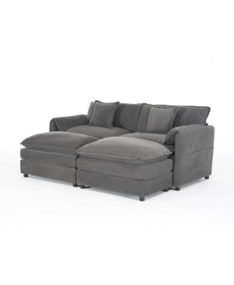 4 Piece Fabric Deep Seat Modular Sectional Sofa Set