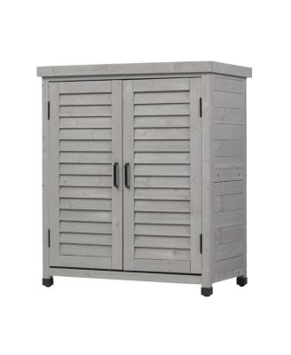 Potting Bench with Storage Cabinet and Metal Table Top