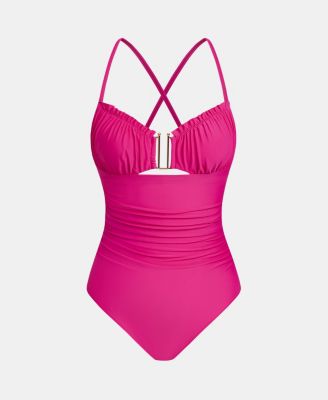 Women's V-Neck Cross-Back Straps One-Piece Swimsuit