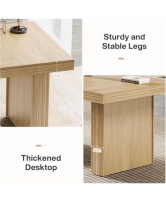 63" Executive Desk, Modern Executive Office Desk with Thickened Desktop and Heavy-Duty Legs, Wood Writing Workstation Study Table