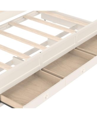 Twin Upholstered Platform Bed with Trundle, 3 Drawers & Canopy