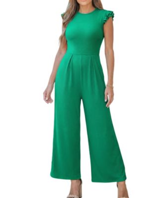 Women's Crew Neck Zipper Closure Jumpsuit