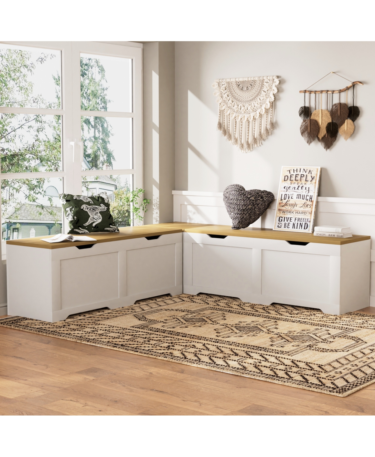 Streamdale Furniture L-Shaped Modular Storage Bench with Cushion