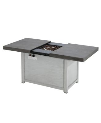 Extendable Rectangle Aluminum Alloy Fire Pit Table, 50,000BTU