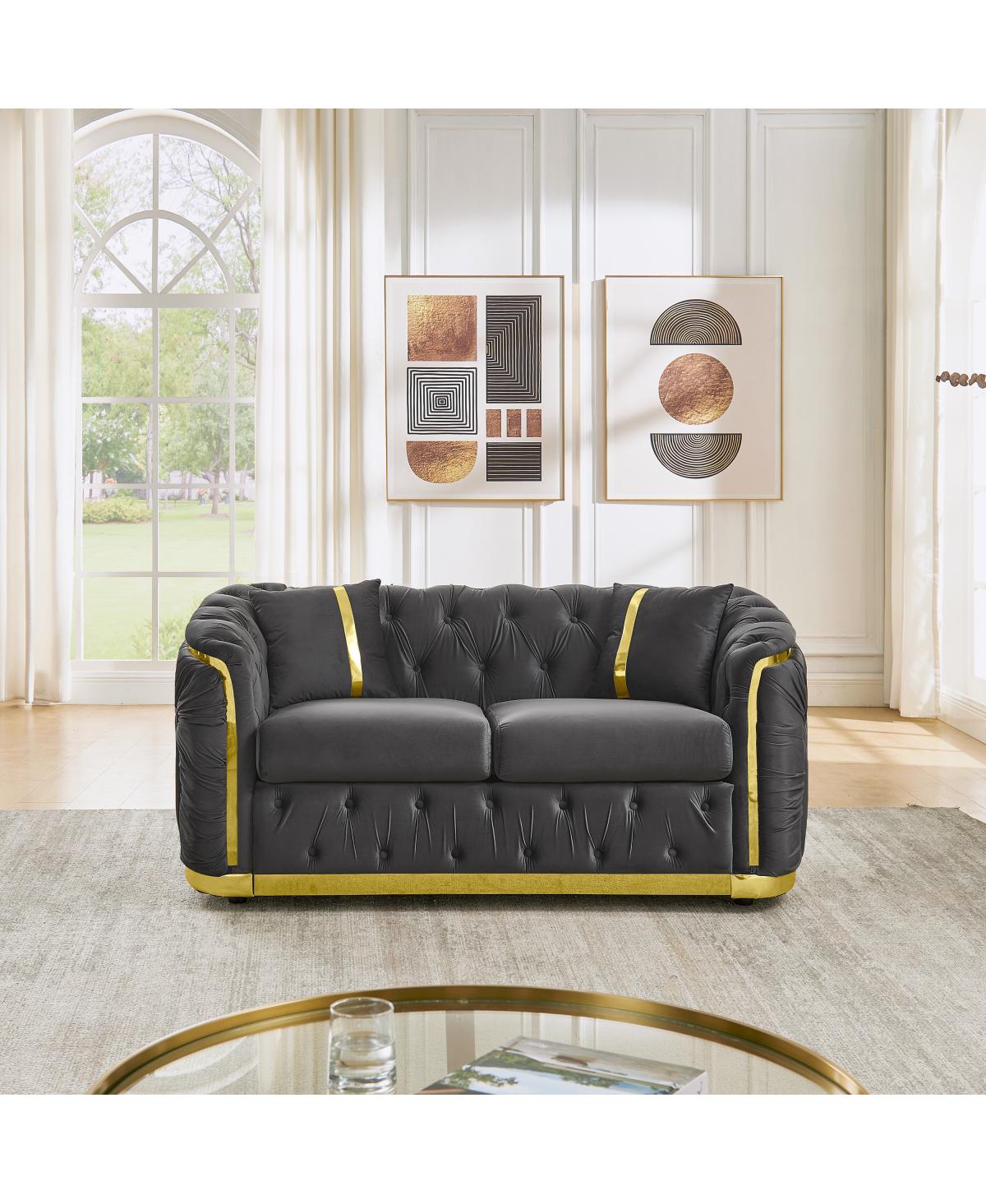 Streamdale Furniture Streamdale Mid Century Modern Chesterfield Loveseat Couch