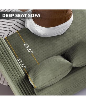  Plush Corduroy 4-Seat Sofa, Modern Comfy Upholstered Cloud Couch