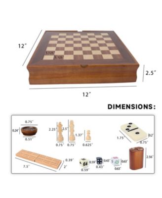 7 in 1 Board Game Set - Chess/Checkers/Backgammon/Dominoes/Cribbage Board/Playing Card/Poker Dice