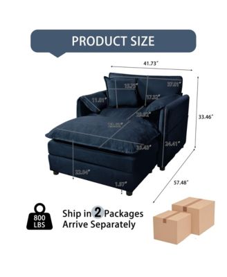 Recliner Chair with Movable Ottoman – Soft Chenille, Oversized DIY-Combination Lounge Chair