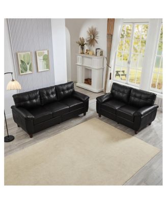 28 inches Modern 2-Piece Faux Leather Sofa with Storage