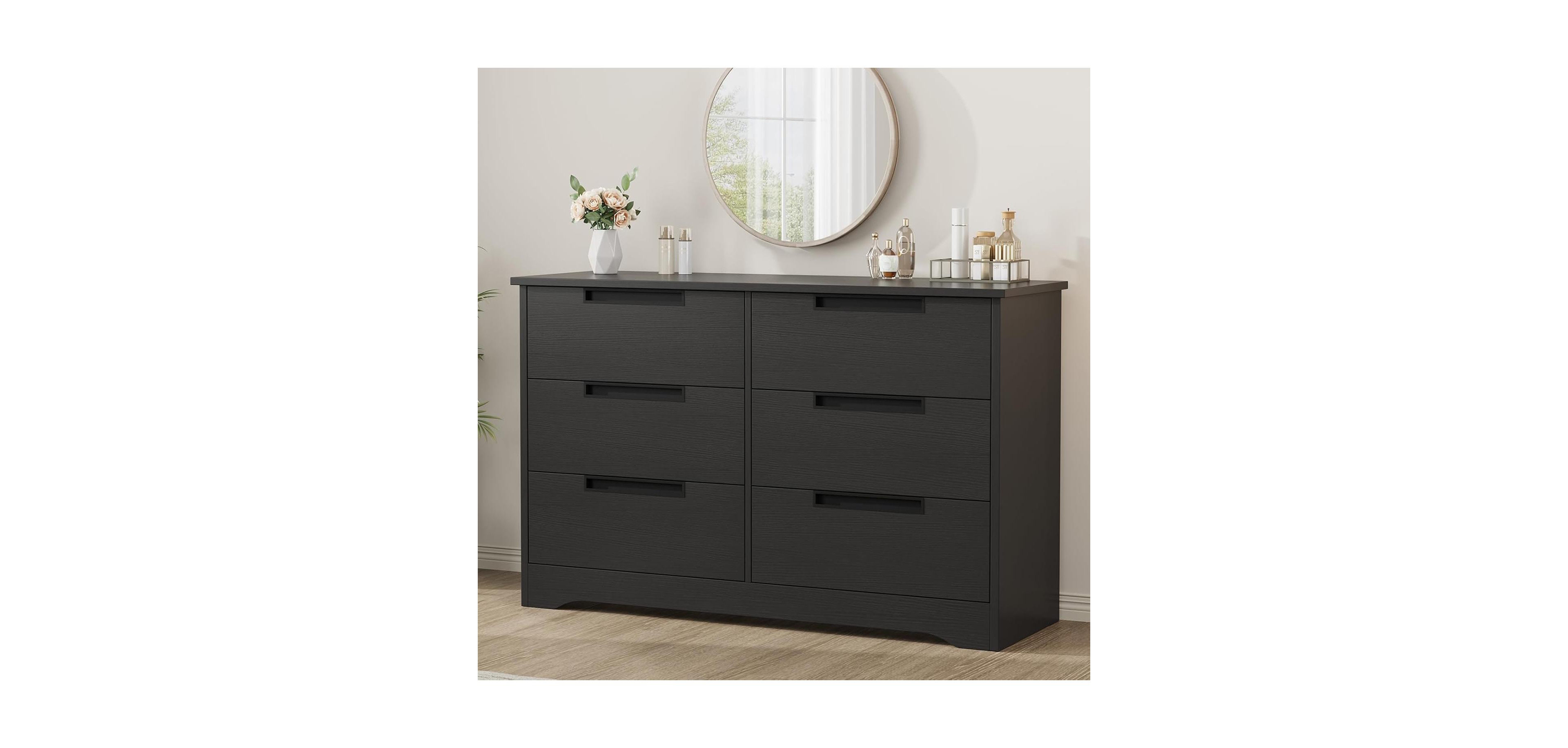 gaomon 6 Drawer Dresser for Bedroom, Modern Chest of Drawers with Embedded Handles Design, Wooden Organizer Living Room.