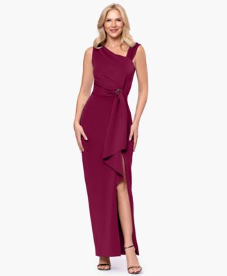 Petite Asymmetric Sleeveless Gown Dress