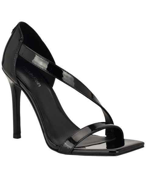 Женские сандалии Calvin Klein Tracy Asymmetrical Strap High Stiletto Dress Sandals, цвет: Чёрный лаковый