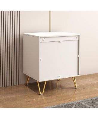 Streamdale Set of 2 Light-Luxury Wall-Mounted Nightstands with 2 Drawers & Gold Accents