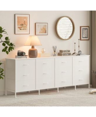 70 Inch Dresser for Bedroom, TV Stand, Wide Chest of Drawer with Storage, Charging Station