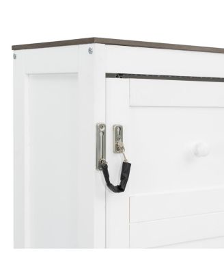 Queen Size Murphy Bed with LED Light, Foldable Cabinet