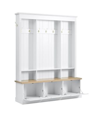 Elegant APP Controlled LED Hall Tree with Roman Column Design & Storage Bench