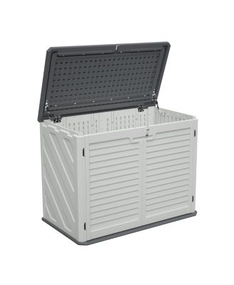 Horizontal Storage Shed with Removable Shelf, Large Lockable Outdoor Cabinet