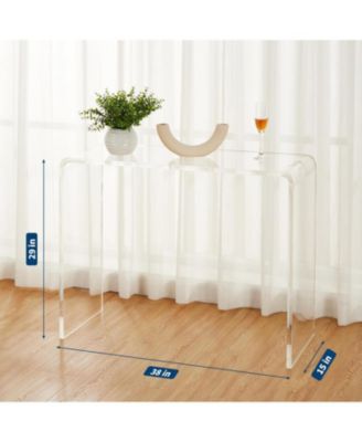 Acrylic Narrow Console Table for Entryway Acrylic Desk, Square Legs, Skinny Entry Table for Sofa, Foyer, Hallway, Living Room