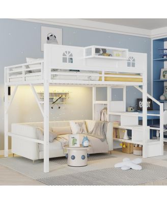 Queen Size Loft Bed with Stairs and Wardrobe