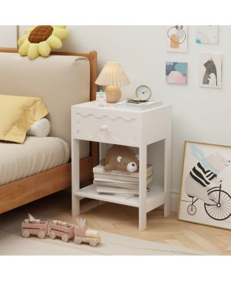 Nightstand with Drawer & Open Shelf, Modern Bedside Table