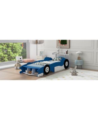 Twin Size Race Car-Shaped Platform Bed with Wheels
