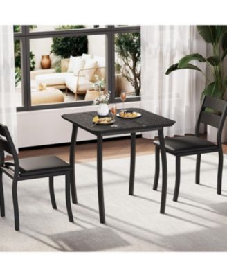 3 Piece Dining Table Set for 2 Small Kitchen Table Set with 2 Upholstered Chairs and Metal Frame and Wood Tabletop Apartment Home Kitchen