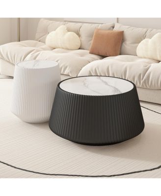 Modern sintered stone top leather sofa coffee table