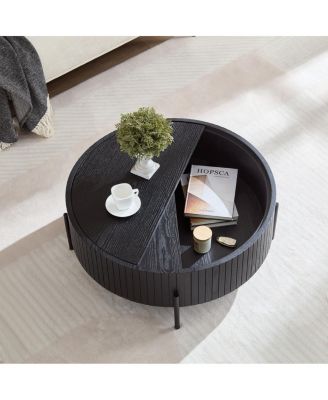 Round Coffee Table with Storage - Modern Accent Tea Table