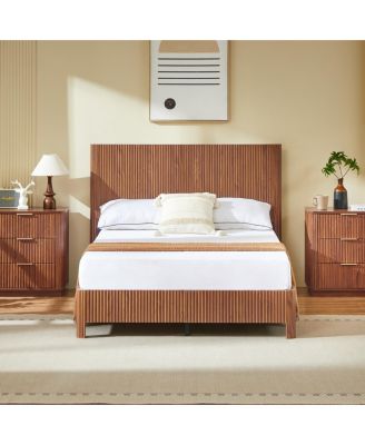Streamdale   Wooden corrugated curved lines,No Box Spring Needed