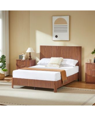 Streamdale   Wooden corrugated curved lines,No Box Spring Needed