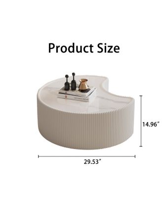 Streamdale Stylish Sintered Stone & Leather Irregular Coffee Table for Living Room