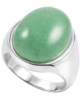 Green Jade (18 x 14mm) Ring in Sterling Silver