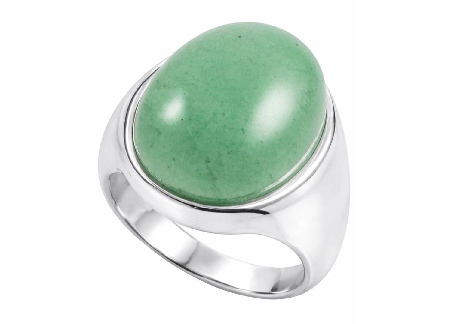 Green Jade (18 x 14mm) Ring in Sterling Silver
