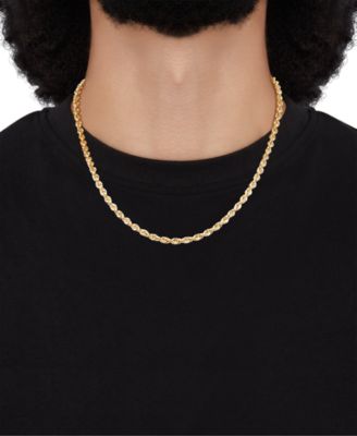Hollow Rope Chain Necklace in 14k Yellow Gold