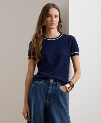 Women's Crewneck Short-Sleeve Sweater Top